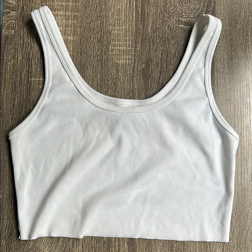 Wild Fable White Ribbed Cropped Tank
